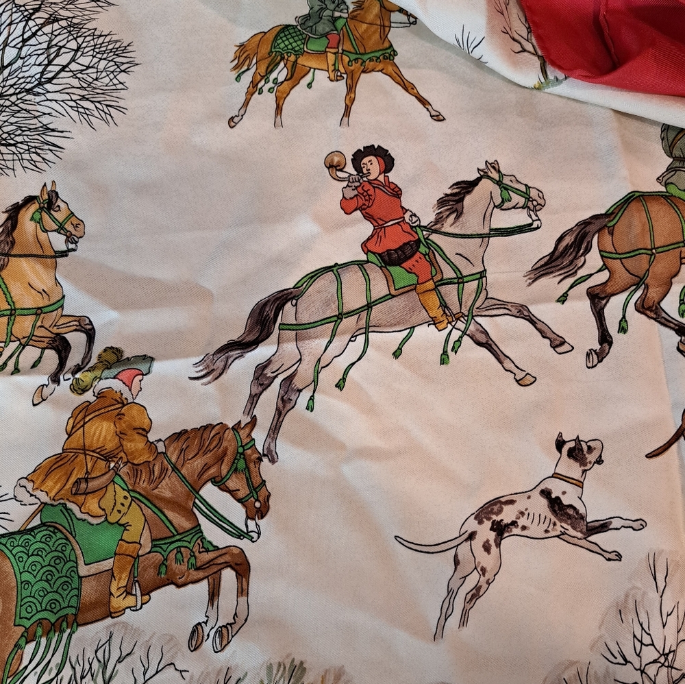 Hermes Red and Gold Equestrian Scarf - Picture 5 of 14